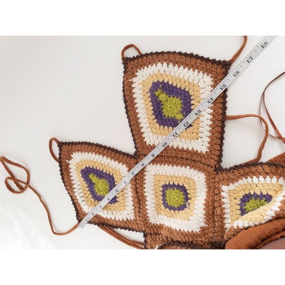 NEW By Anthropologie Boho Crochet Twofer Jumpsuit Rust Cream backless - Picture 10 of 14